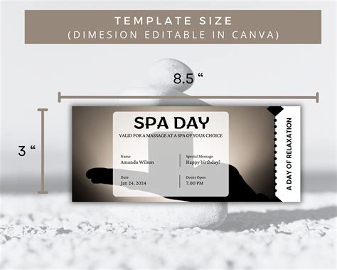 Editable Spa Day Voucher Personalized Massage Coupon Printable Gift