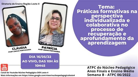 NPE Leste 4 ATPC 06 2022 Anos Finais e Ensino Médio Dia 16 05