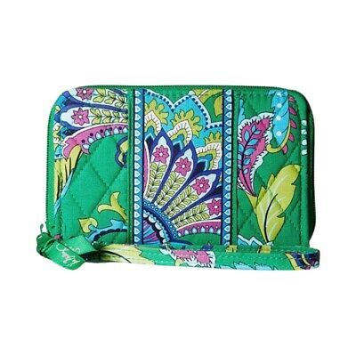 Vera Bradley Zip Around Wristlet Emerald Paisley Ebay