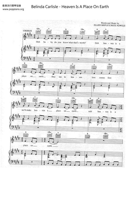 Belinda Carlisle Heaven Is A Place On Earth Sheet Music Pdf Free