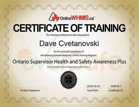 Ontario Supervisor Health And Safety Awareness Certification Training