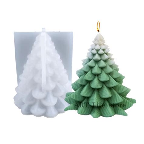 Molde de Silicone para Vela Árvore de Natal Mod 1096 01 8 4x9 2cm