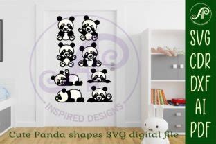 Cute Pandas Laser Cut File Shapes Graphic By Apinspireddesigns