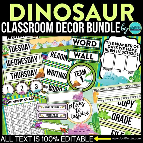 Dinosaur Classroom Themed Decor Bundle – Clutter Free Classroom Store