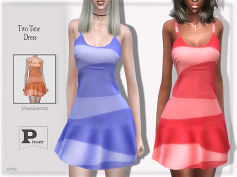 The Sims Resource Two Tone Dress The Sims Sims Cc Tank Dress