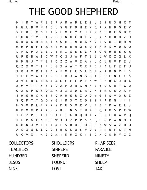 The Good Shepherd Word Search Wordmint