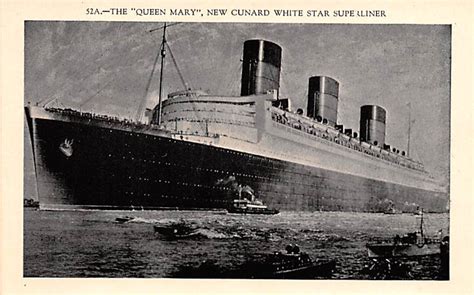 Queen Mary New Cunard White Star Superliner Ship Postcard