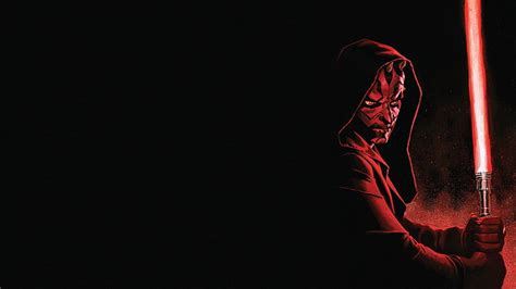 Hd Wallpaper Red Black Star Wars Darth Maul Hood Lightsaber Villain Wallpaper Flare