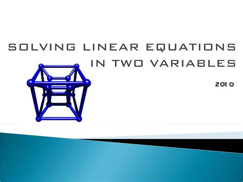 Solving Linear Equations In Two Ppt