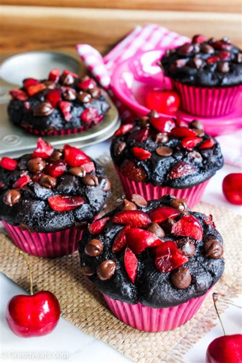 Healthy Chocolate Muffins With Chocolate Chips And Cherries