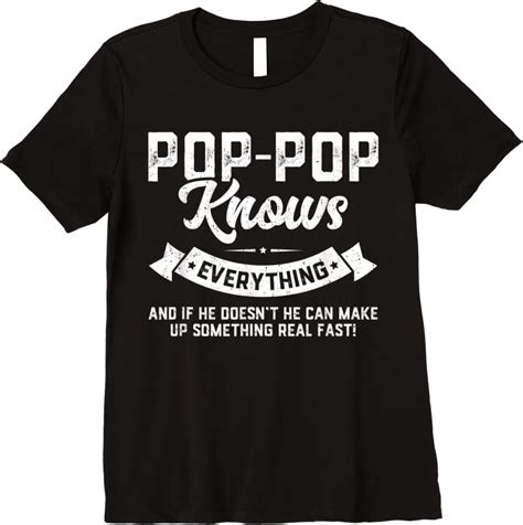 Cool Mens Pop Pop Knows Everything 60th T Funny Fathers Day T Shirts