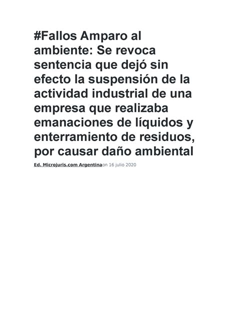 Fallos Amparo Al Ambiente Fallos Amparo Al Ambiente Se Revoca