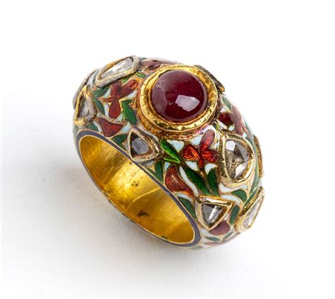 Anello A Fascia In Oro Smalti Rubino E Diamanti Bertolami Fine Art