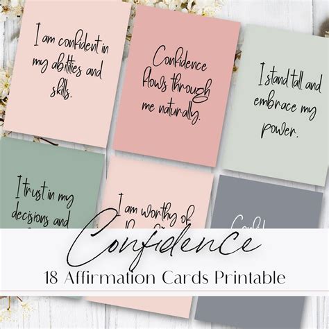 Printable Confidence Affirmation Cards With Positive Quotes Etsy