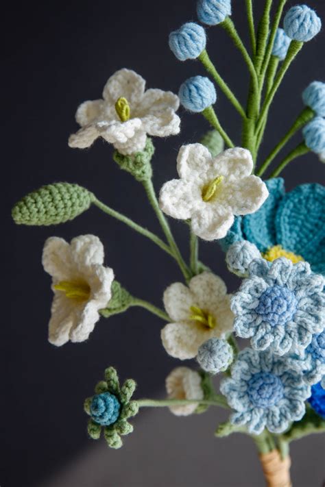 Blue Gesang And Freesia Bouquet Kit With Pdf Pattern Hookok