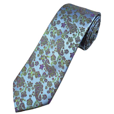 Tresanti Celeste Light Blue Purple Green Paisley Men S Silk Designer