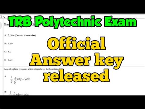 Trb Official Answer Key Trb Polytechnic Answer Key Pdf Trb