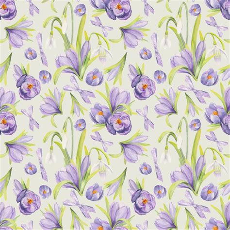 Premium Vector Watercolor Hand Drawn Seamless Pattern With Spring