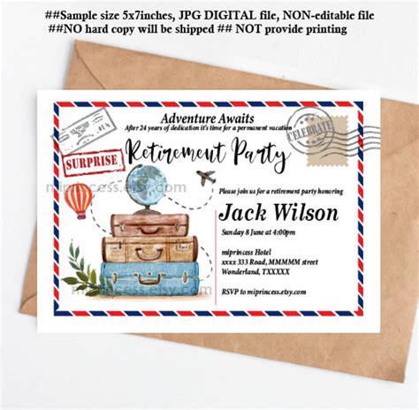 Travel Retirement Invitation Adventure Awaits Retirement Party Etsy