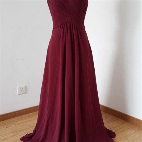 Wide Straps Sweetheart Burgundy Chiffon Long Bridesmaid Dress On Luulla