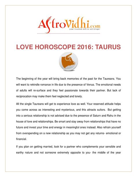 Love Horoscope 2016 - Taurus by Astrovidhi - Issuu