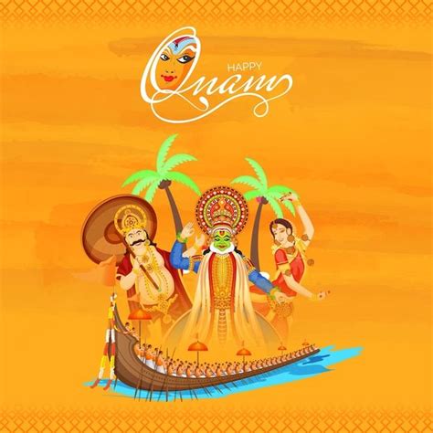 Premium Vector Happy Onam Celebration Backgroun With King Mahabali