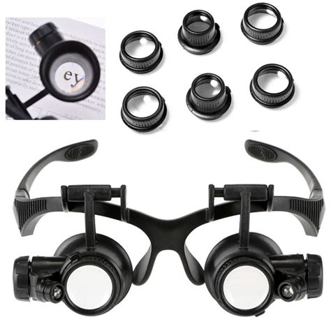 Hot 10x 15x 20x 25x Led Lights Glasses Magnifier Jeweler Watch Repair Eye Glasses Optical Lens