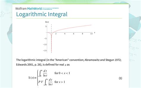 Logarithmic Integral From Wolfram Mathworld