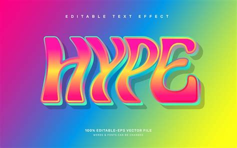 Plantilla De Efecto De Texto Editable De Hype Groovy Vector Premium