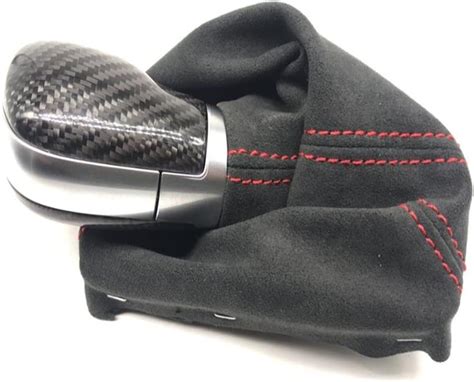 Buy Carbon Fiber Gear Knob Head Gear Shift Knob With Suede Boots Compatible With V W Golf 6 J E