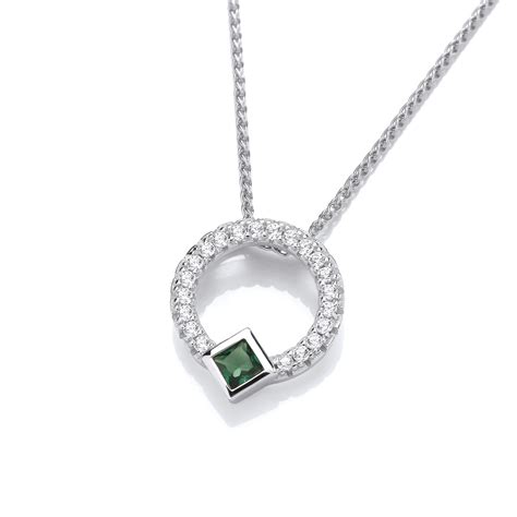 Silver Emerald Cubic Zirconia Designer Necklace Cavendish French