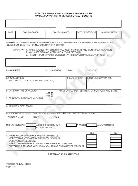 No Fault Application Form Fillable Printable Forms Free Online