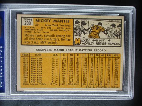 Topps Mickey Mantle Psa Pd Ebay