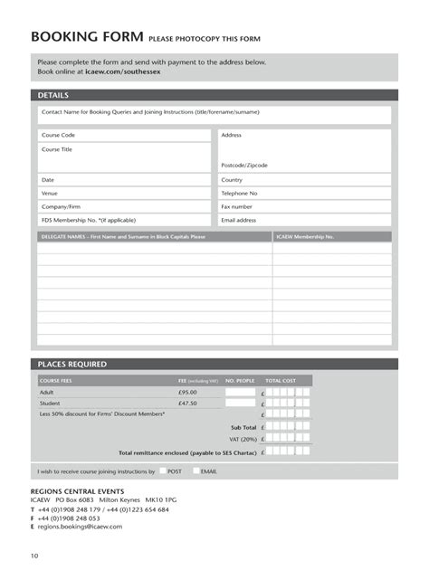 Fillable Online Booking Form Please Photocopy This Form Fax Email Print