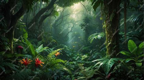 Premium Photo | Enchanted tropical rainforest scene