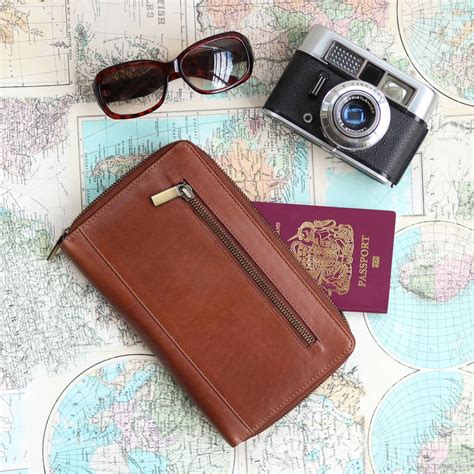 Leather Travel Wallet And Passport Holder Tan By The Leather Store