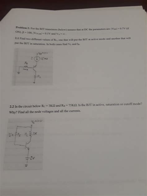 Solved Problem 2 For The But Transistors Below Assume