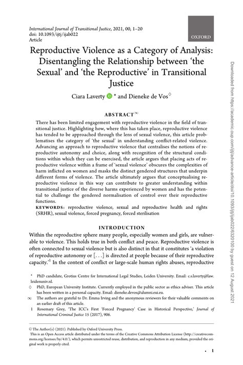 Pdf Reproductive Violence As A Category Of Analysis Disentangling