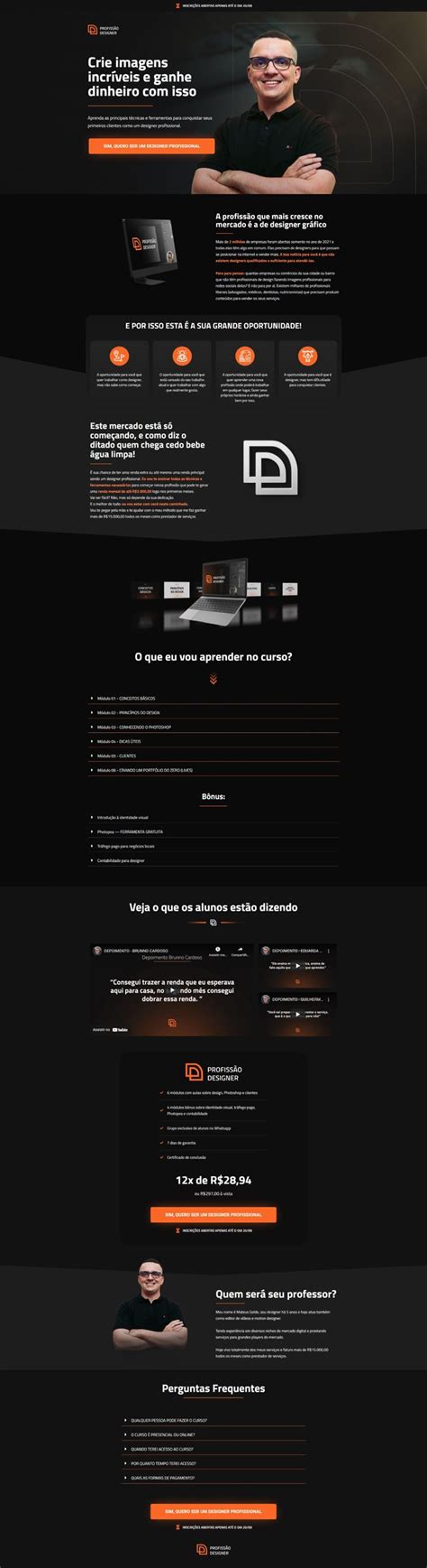 Página de Vendas e Criativos Lançamento on Behance Plans de