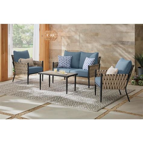 Hampton Bay Dockview Piece Metal Outdoor Patio Conversation Set With