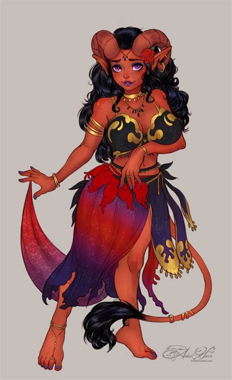 Tiefling Commission By Amberharrisart On Deviantart Tiefling Female Fantasy Characters