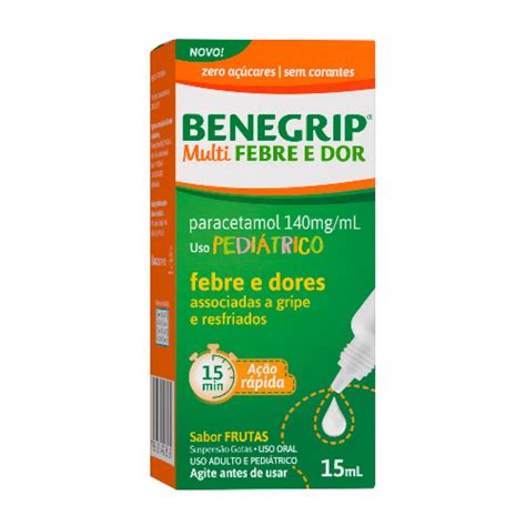 BENEGRIP MULTI FEBRE E DOR FRUTAS SUSPENSÃO GOTAS 15ML Drogão Super