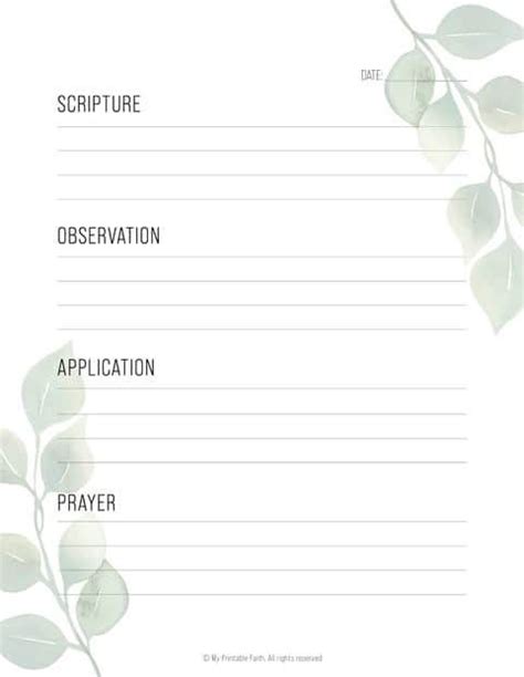 Printable Soap Bible Study Pages My Printable Faith Soap Bible