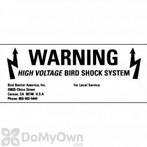 Bird Shock Warning Labels (10 pack)