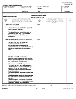 Fillable Online NC DHSR MHLCS Statement Of Defiency Fax Email Print