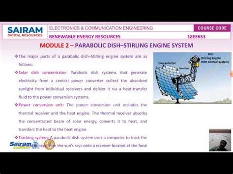 Lecture Video 18EE653 Module 2 Parabolic Dish Stirling Engine RAJA