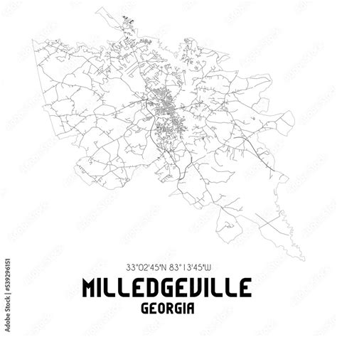 Fototapeta mapa świata dla dzieci Milledgeville Georgia US street map