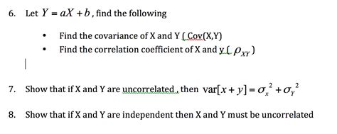 6. Let Y = AX + B, Find The Following Find The Cov... | Chegg.com