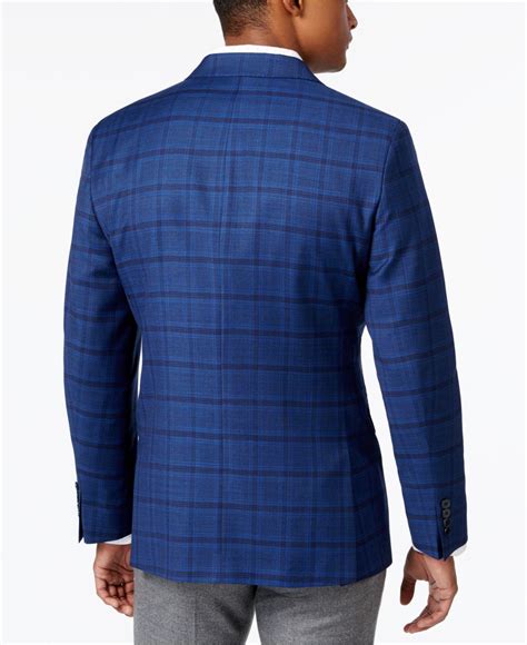 Calvin Klein Wool Men S Slim Fit New Blue Plaid Sport Coat For Men Lyst