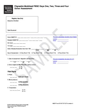 Fillable Online Cibmtr Filgrastim Mobilized Pbsc Days One Two Three